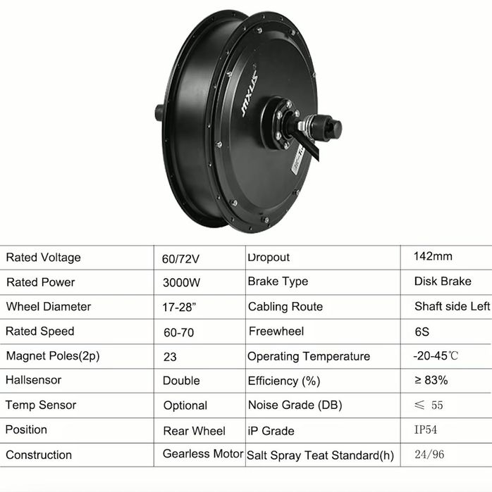 Мотор-колёса Mxus 1500W, 3000W, 5000W с напряжением от 48 вольт до 72