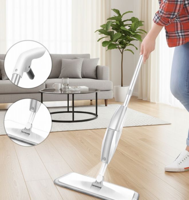 Mop płaski ze spryskiwaczem do mycia podłogi + wkład z mikrofibry mop