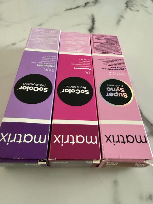 3 nowe farby do włosów , tonery Matrix socolor,supersync