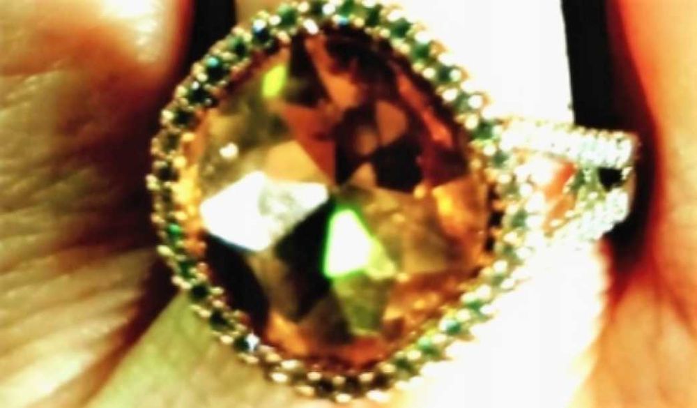 Srebro- Różowe Złoto 14k. Pierścionek z Morganitem r.17