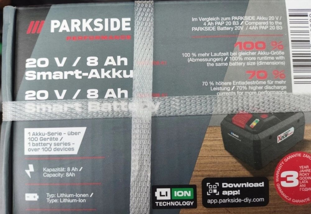 Parkside Performance PAPS 208 A1 bateria smart 8ah 20V bluetooth nowa2
