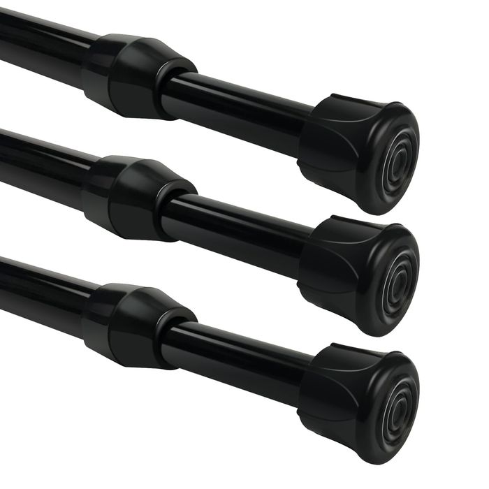 Regulowany Karnisz Teleskopowy Prysznicowy 32-51 cm 3 Sztuki Czarny