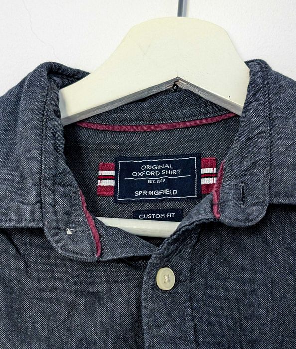 ACEITO TROCAS | Camisa Oxford Springfield – Cinzento Antracite e Bordô – Tamanho S