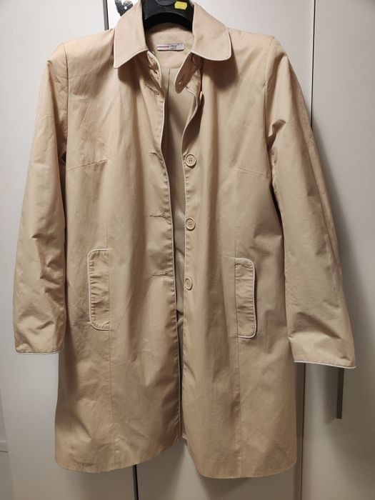 Piaskowy trencz Papaya,  z ładną stojka, 48, przejściowy, 68 proc bawe