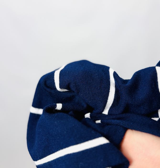 Granatowa sukienka maxi w białe paski S 36