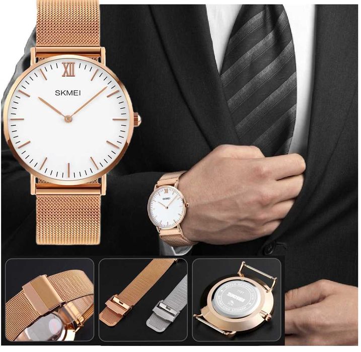 Zegarek SKMEI 1181 bransoleta MESH gold złoty wysyłka 24h