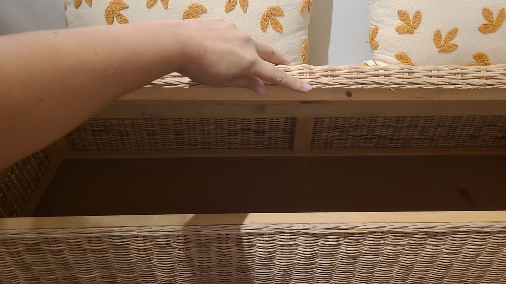 Banco c/arrumação, feito à mão rota, 120 cm