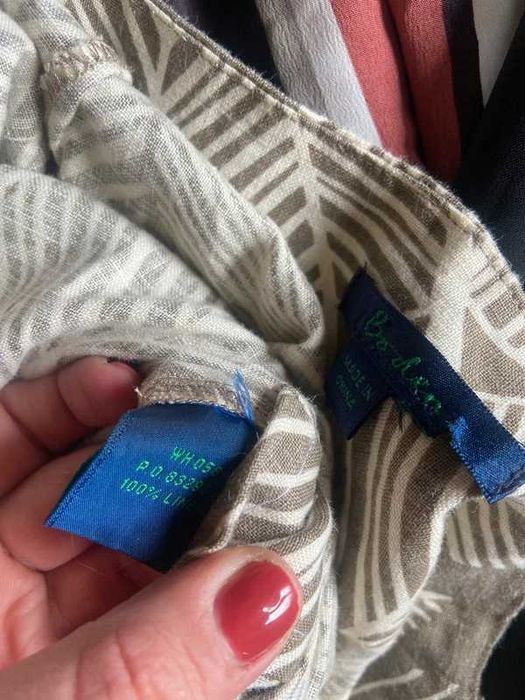 S m boden len sukienka na ramiaczkach len liscie monstera lato trapez 38