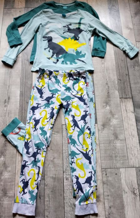 2_pak komplet- 2cz.lekkie piżamki cotton dziecięce w cooll Dinozaury 6-8 lat