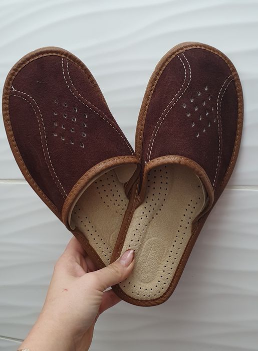 Pantofle laczki kapcie męskie zamszowe 42 skóra skórzane41,43 44 45,46