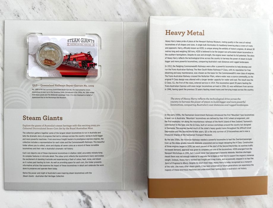 Колекційний набір монет з зображенням паравозів Австралії