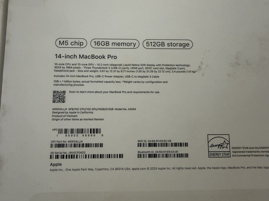 Apple MacBook Pro 14" Space Black M5 16/512 10CPU 10GPU (MDE04) 2025