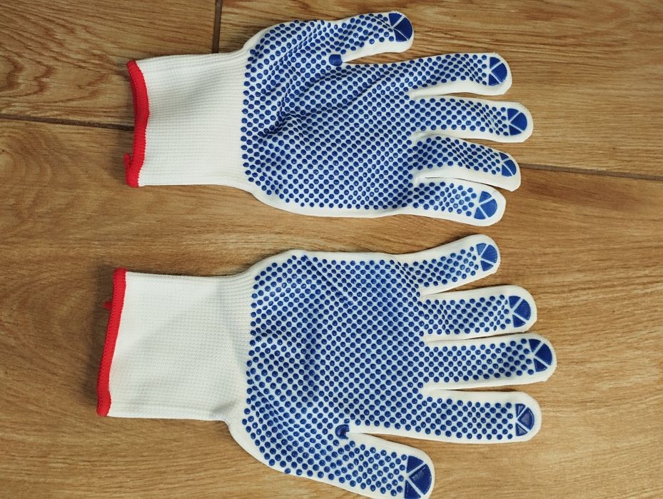 Rękawiczki robocze 100 par, magazynowe, BHP, nakrapiane jednostronnie