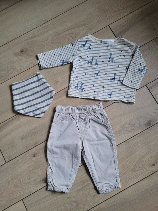 Zestaw niemowlęcy 68 3-6 Zara Next beżowy unisex 3szt