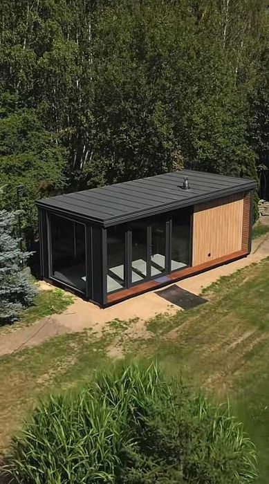 SAUNA ogrodowa PREMIUM 3 x 7m Nowoczesna WIFI LED Harvia Panorama