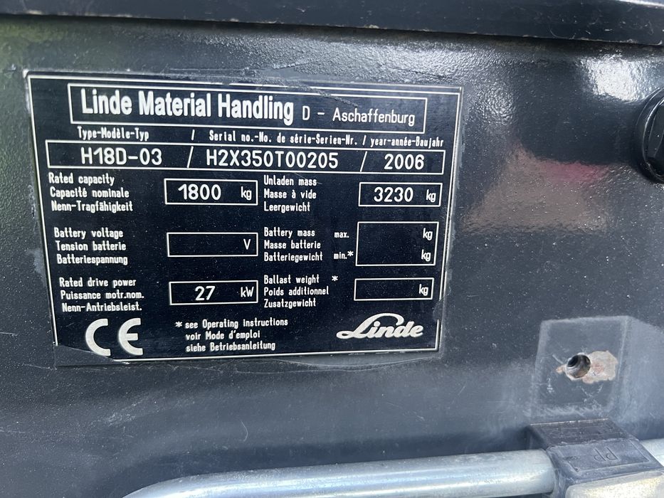 Wózek widłowy LINDE H18D 1.9D duplex 06r.widlak stan dobry transport