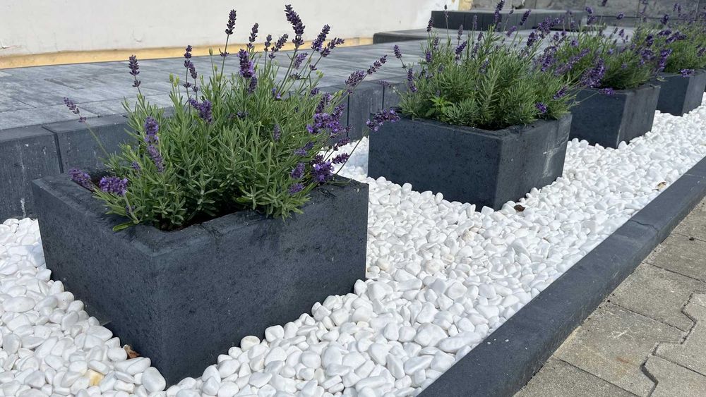 Ogrodzenie gładkie bloczek betonowy gazon donica, słupek 36x36x20