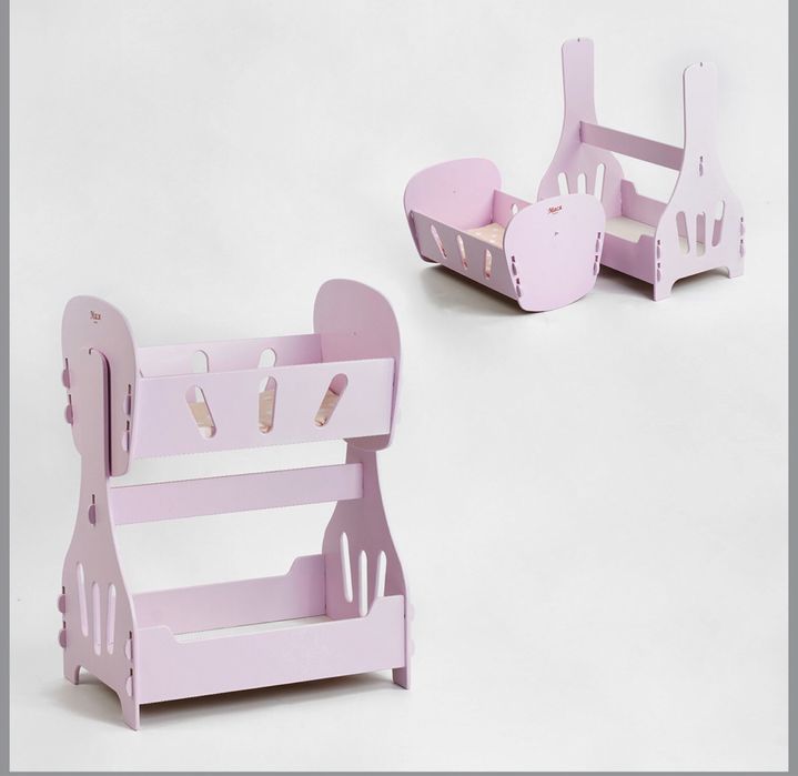 Двоярусне ліжечко-качалка дерев'яна люлька для кукли Мася 8005