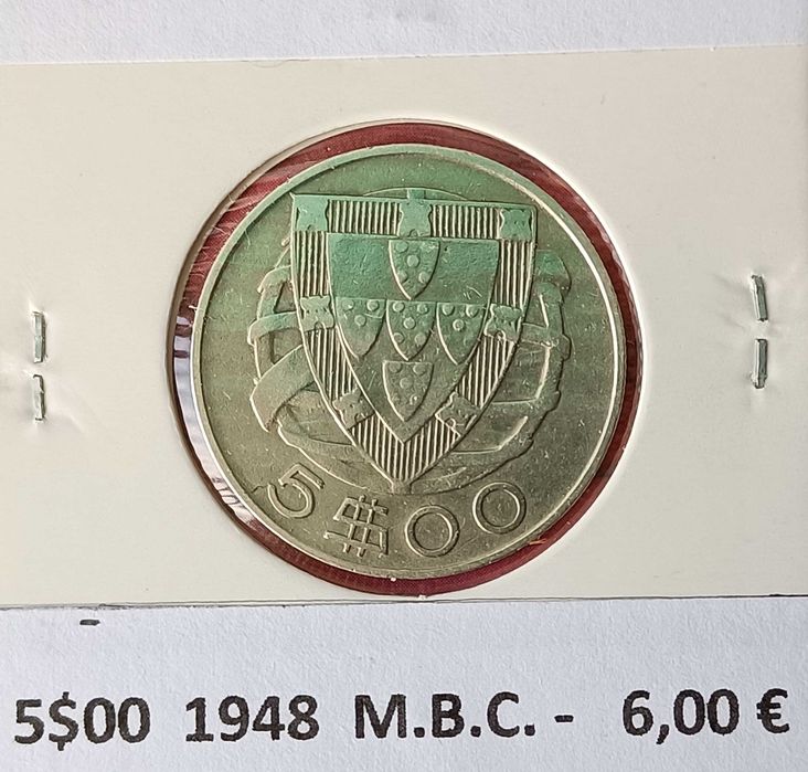 3 Moedas  5 Escudos Prata da 2ª República Portuguesa ( Emissão Anual)