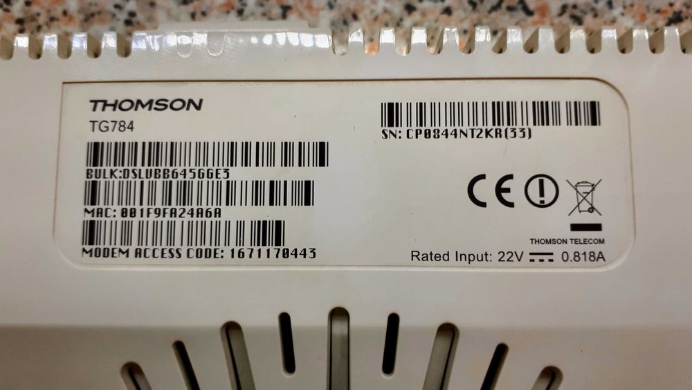 Thomson TG784 Router and D-Link DSL-274064740939081985121