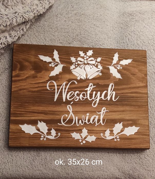 Drewniane tabliczki,, Wesołych Świąt,, rekwizyt foto