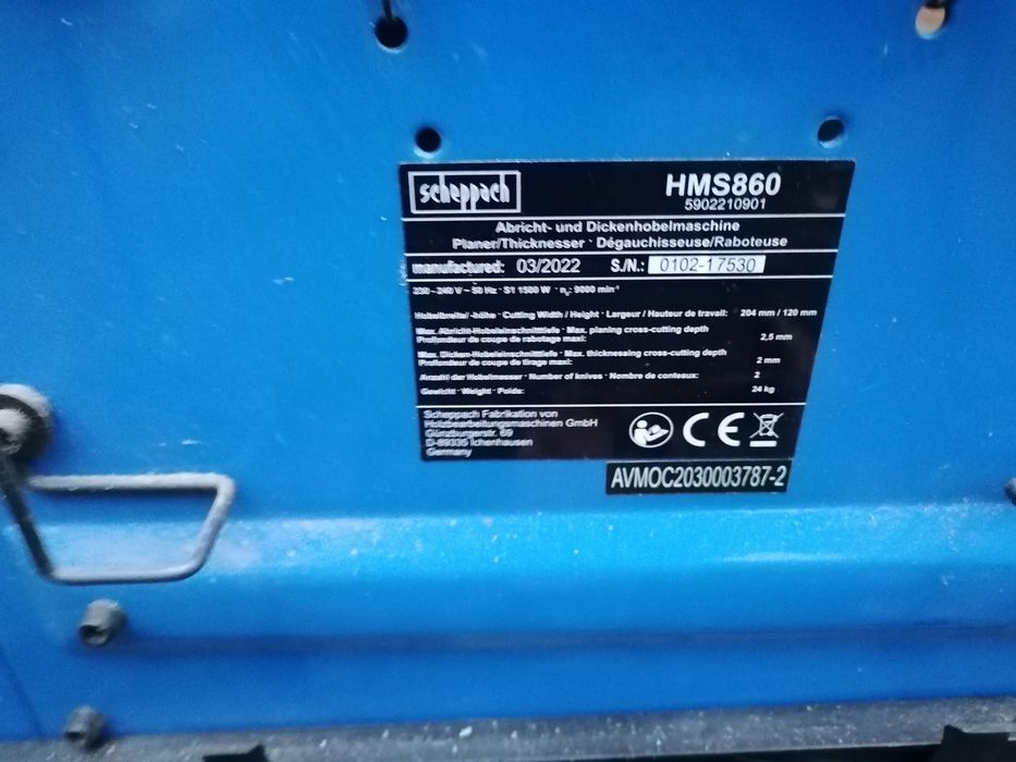 Grubościowka strugarka hms860 Scheppach