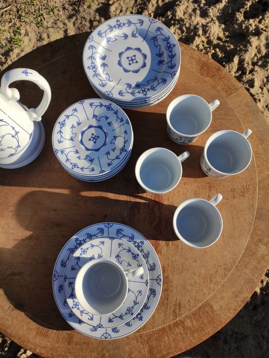 Zestaw kawowy / filiżanki / filiżanka / imbryk / dzbanek wzór słomkowy