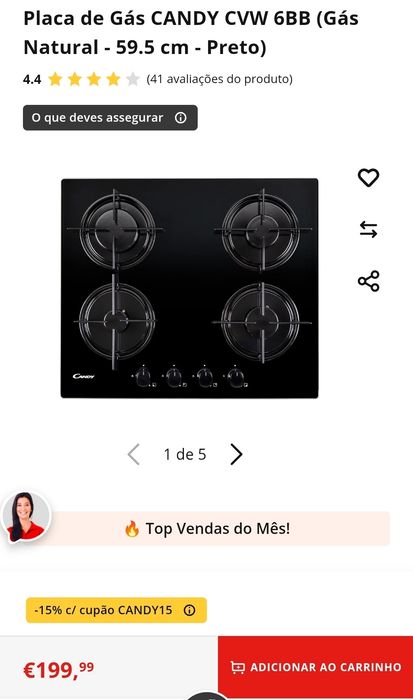 Placa fogão Gás Candy