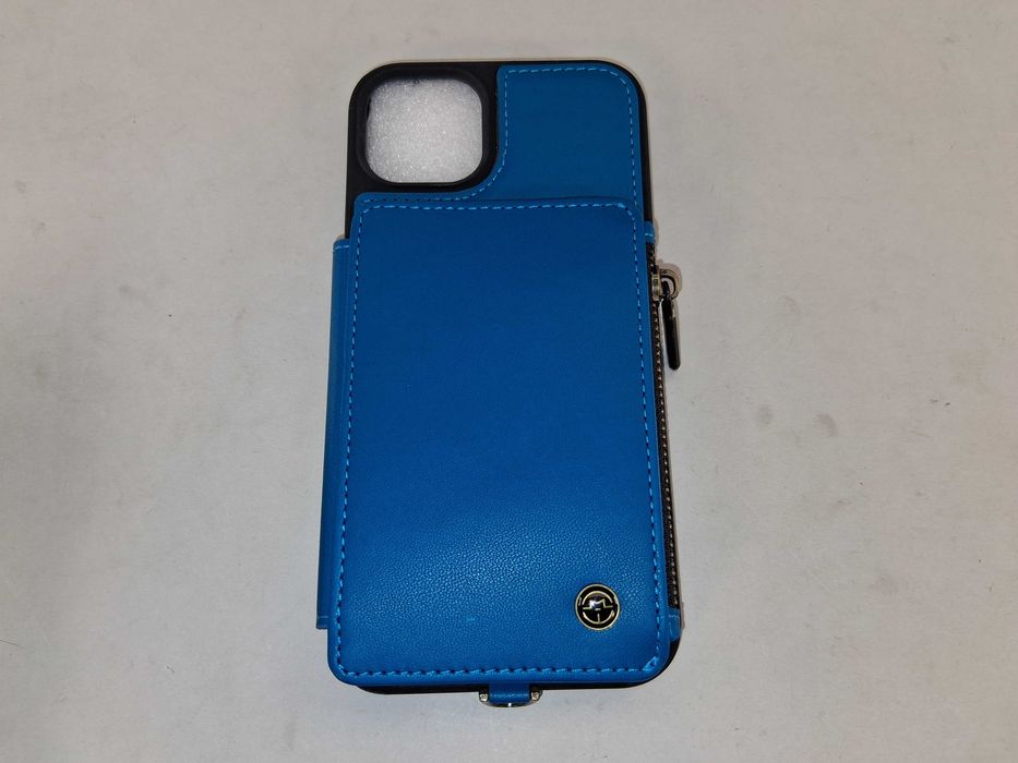 E133 Etui Portfel + Pasek Do iPhone 14 Plus - Niebieskie