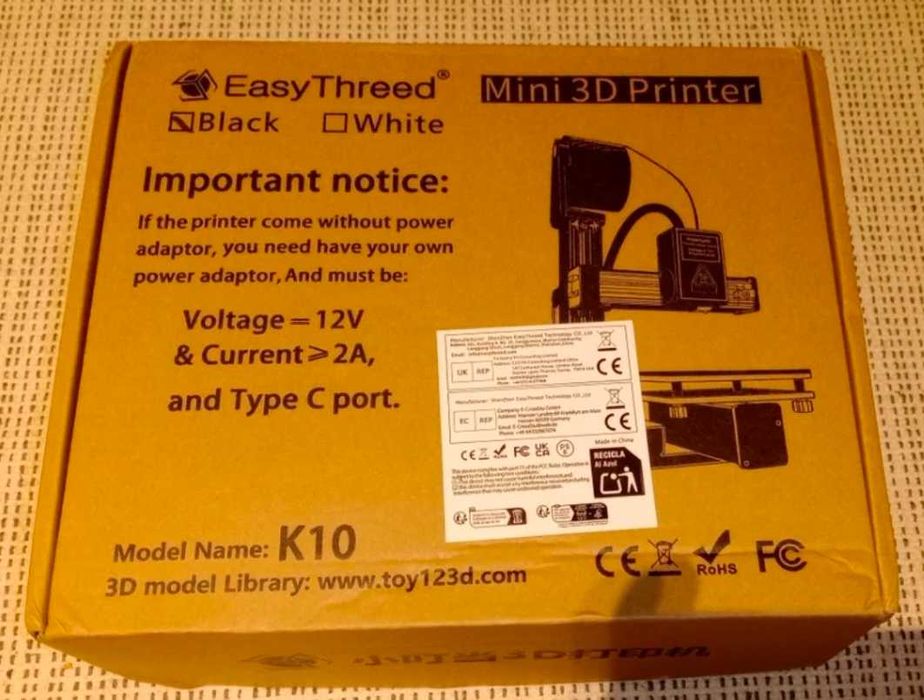 Mini impressora 3d easythreed k10