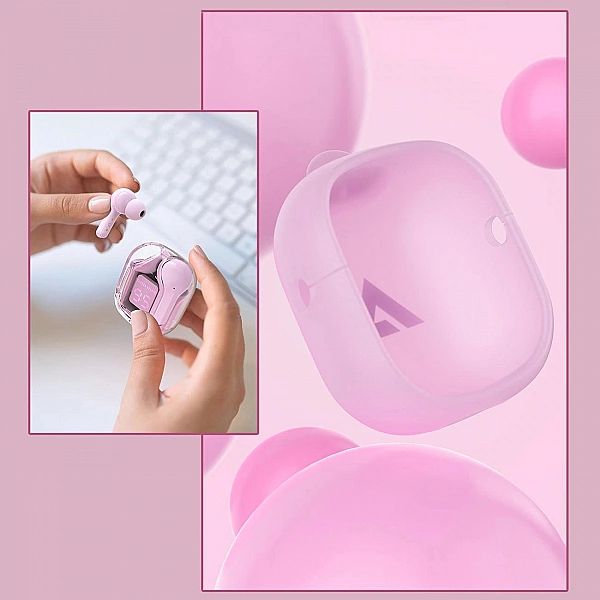 Acefast dokanałowe słuchawki bezprzewodowe TWS Bluetooth różowy (T6 pi