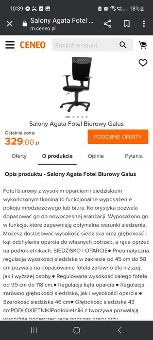 Fotel/Krzesło biurowe obrotowe Agata Meble czarne