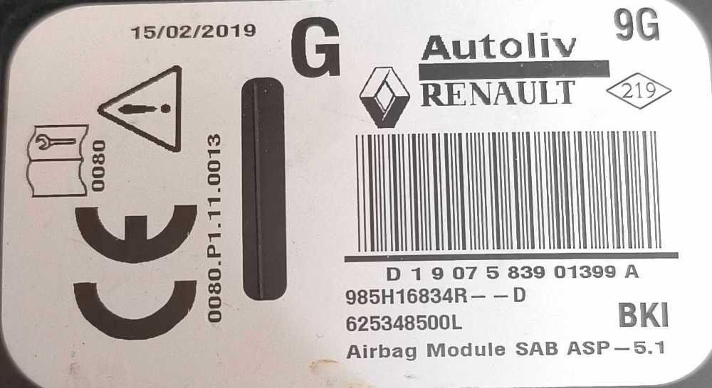 Airbag Banco Esquerdo RENAULT CAPTUR I (J5_, H5_) ano 2013