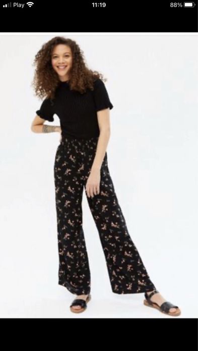 New Look szerokie spodnie na lato w kwiaty culotte rozmiar 14