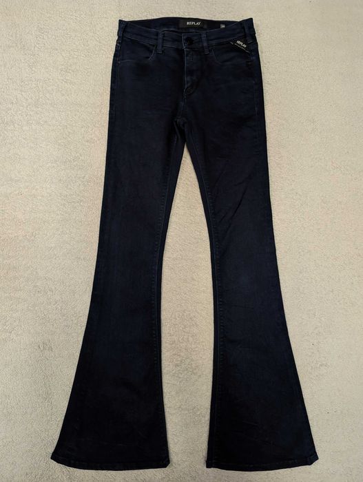 Granatowe spodnie jeansowe jeansy dzwony Replay Stella 24/30 W24 L30