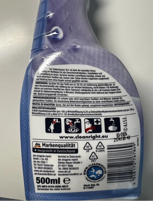 Спрей рідка праска нейтралізатор запахів Denkmit 500 ml