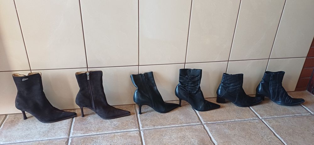 Buty zimowe damskie skórzane.