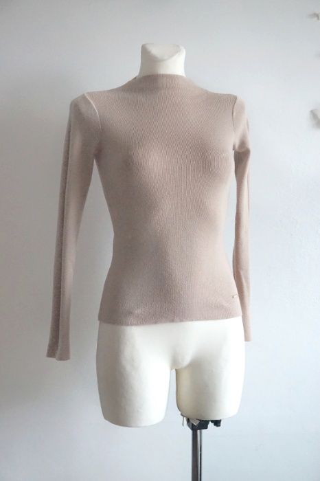 Beżowy cielisty top półgolf basic nude Mohito XS XXS