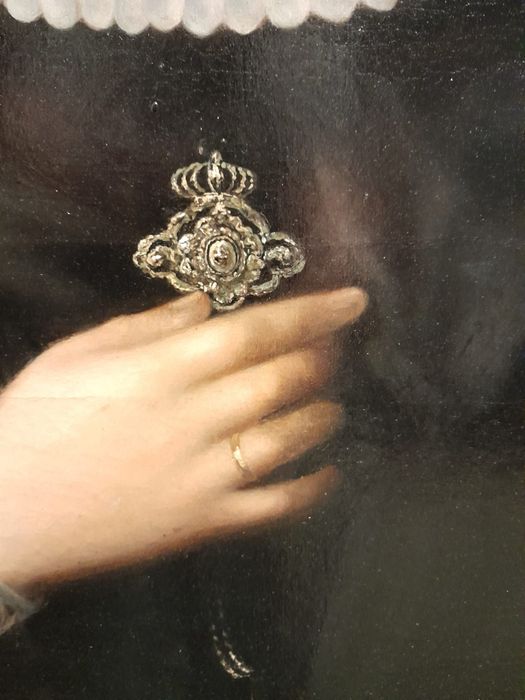 Obraz olejny antyk Minna"Mini"Stein stary portret arystokratki 1880