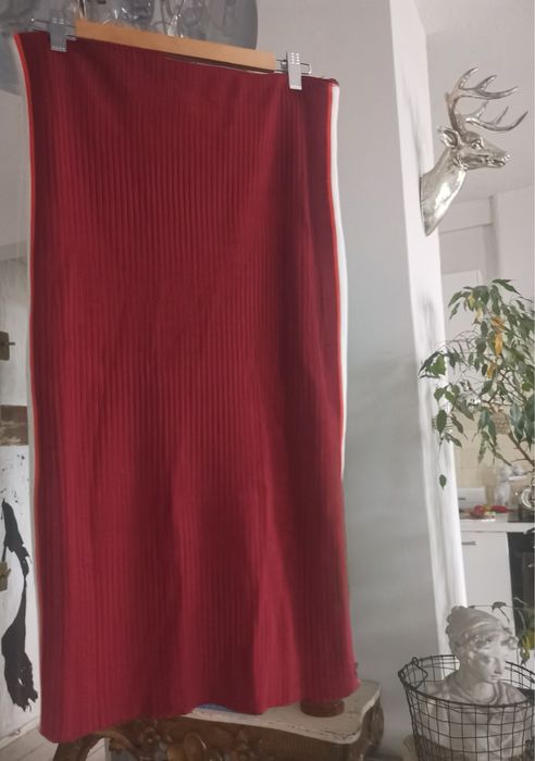 Spódnica tuba z lampasami po bokach modne bordo Scotch&Soda Nowa za kolano midi r.L