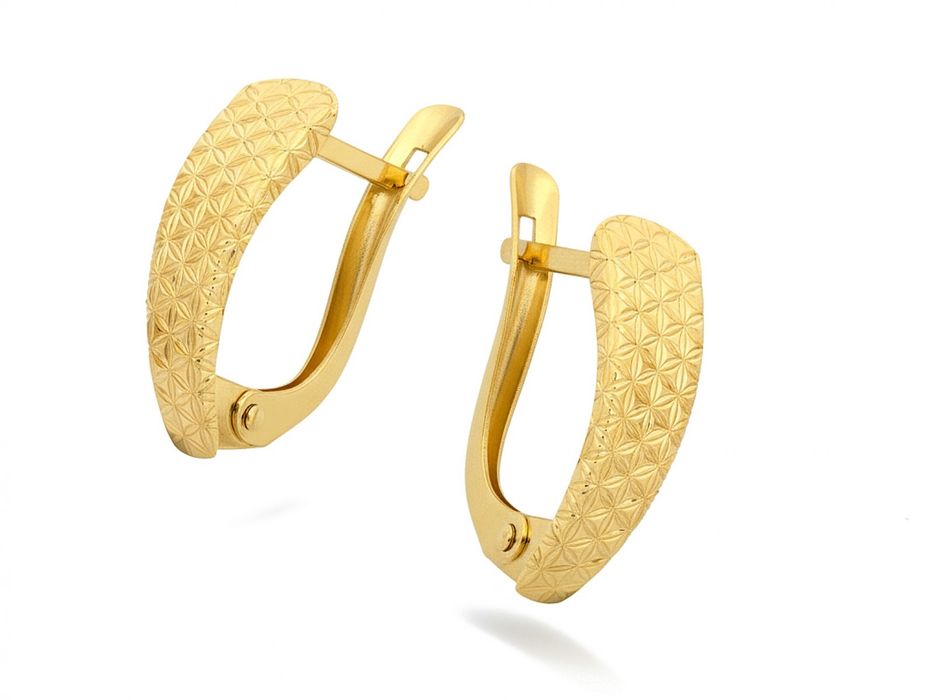 Złote kolczyki z diamentową powierzchnią PR 585