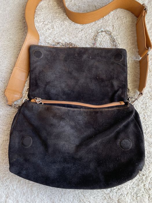 Zadig & Voltaire Rocky Bag - Black Leather & Suede with Orange Handle