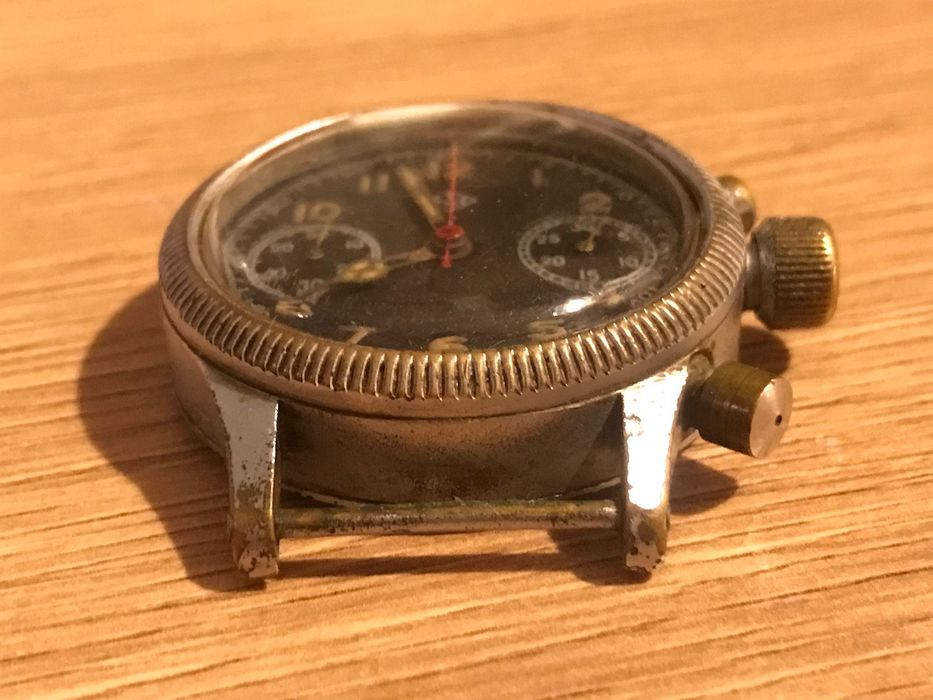 Original Offiziers-Fliegerchronograph Urofa 59 pilot 1MCZZ ,1МЧЗ Glashutte  B-Uhr / Flieger  1948, Glashütte 1MCZZ, Tutima
