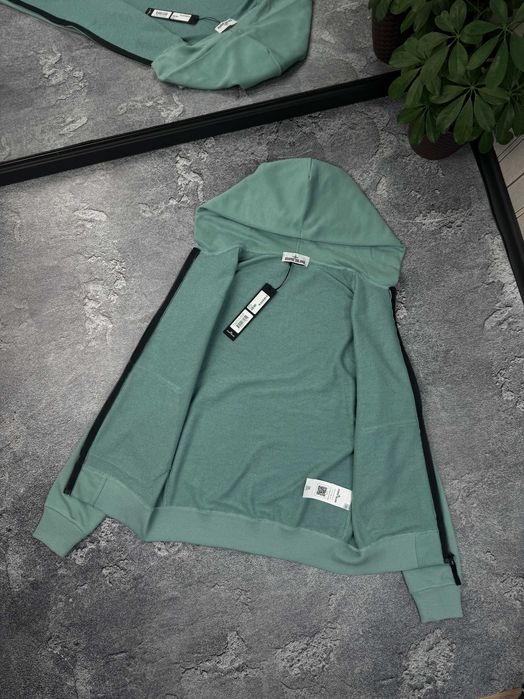 Зип-худи Stone Island МЕНТОЛ зип-худі Стон Айленд унісекс кофта на замку з патчем стоне зипка чоловіча жіноча стоник