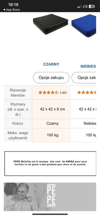 Nowa, oryginalna poduszka przeciwodleżynowa PEPE – 42×42×8 cm