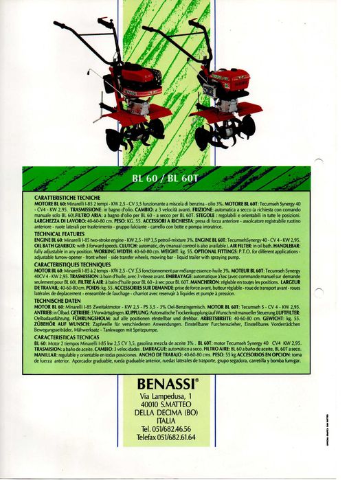 Moto-Enxada Benassi BL-40 4CV 4TP - fabricado na Itália