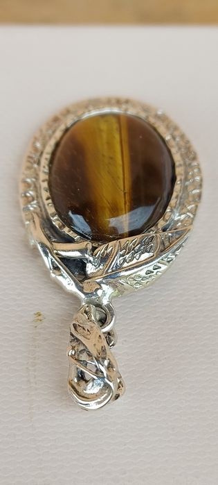 Zawieszka srebro oksydowane 925 z tygrysim okiem