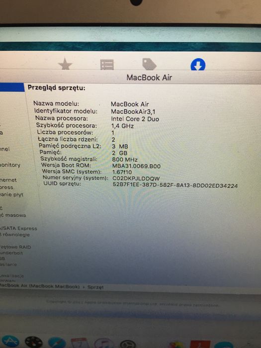 Laptop Macbook air 13 cali