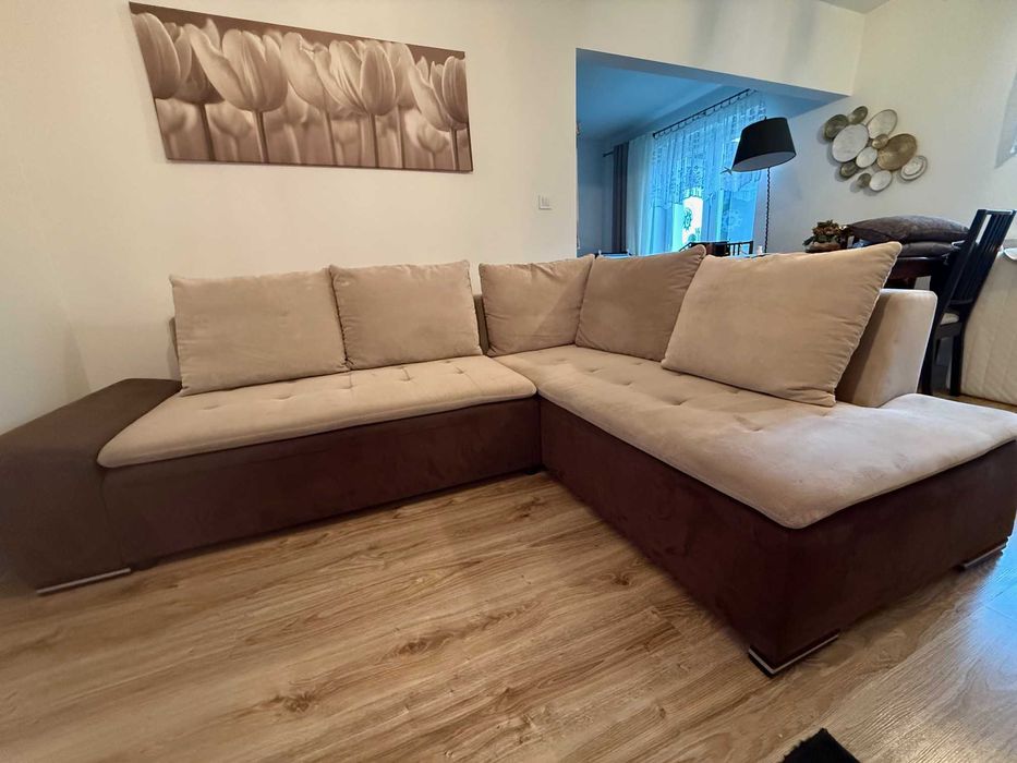 Kanapa 5 osobowa narożna z funkcją spania, stan bardzo dobry