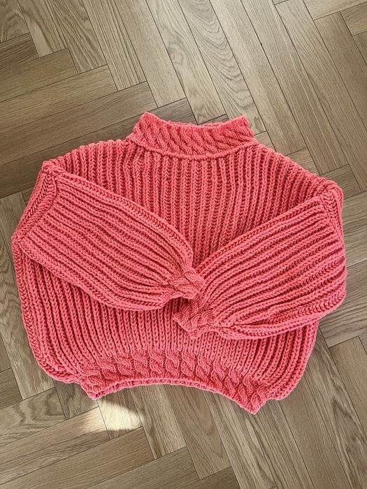 Sweter wełniany koralowy/pomarańczowy